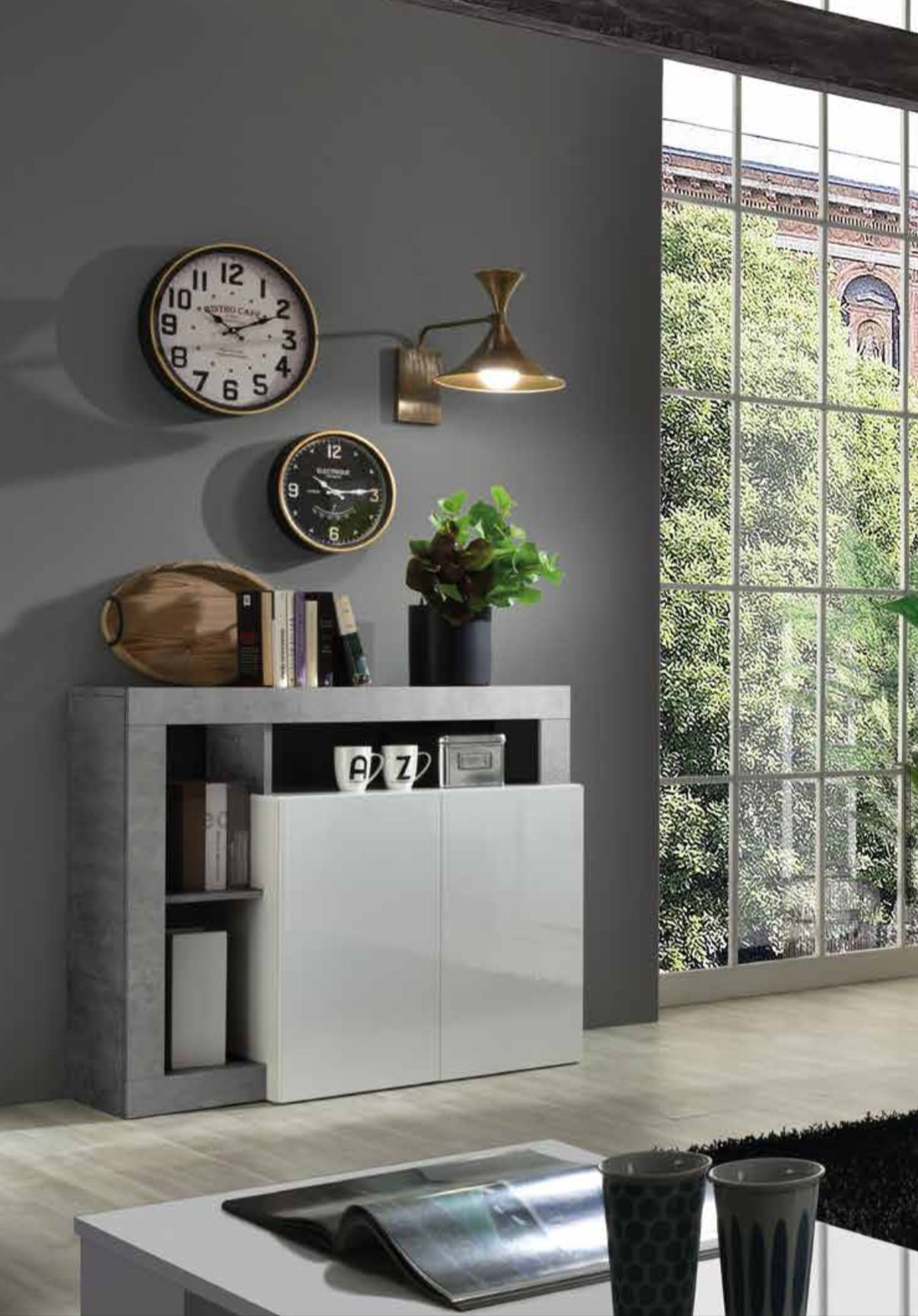 HAMBURG 2-Door Sideboard (Glossy White/Pear) 209030 – 02P