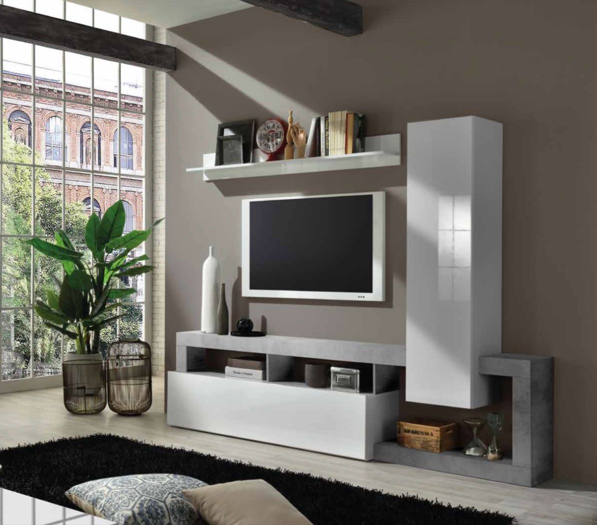 HAMBURG TV base (Glossy lacquered white / Pear) 209030 -01P