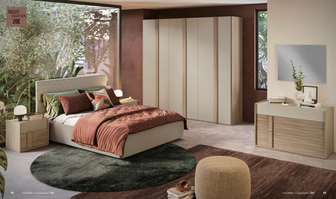 AMELIA Bedroom (Cement) BED FRAME with MIRRORS