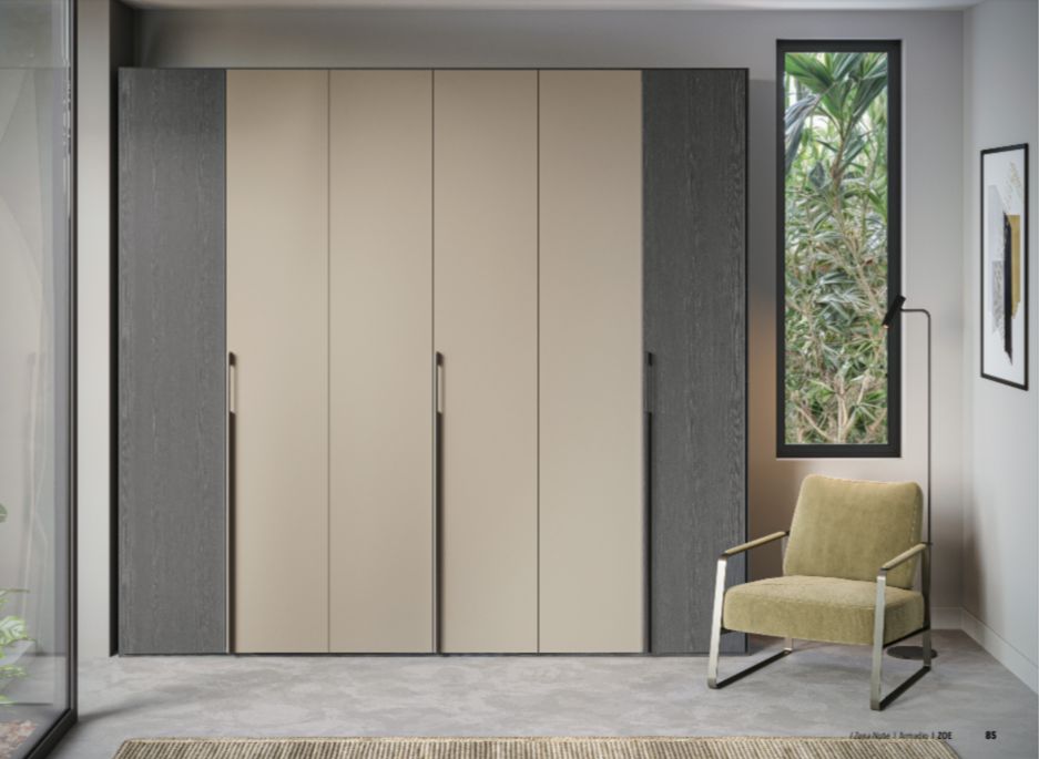 AMELIA wardrobe 2 sliding doors (spatulated gray / concrete grey)