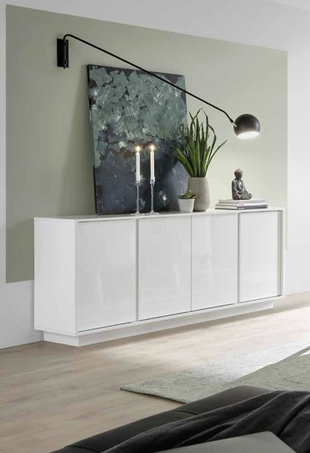 4 Door Sideboard CARRARA (Black Marble) 208100-08