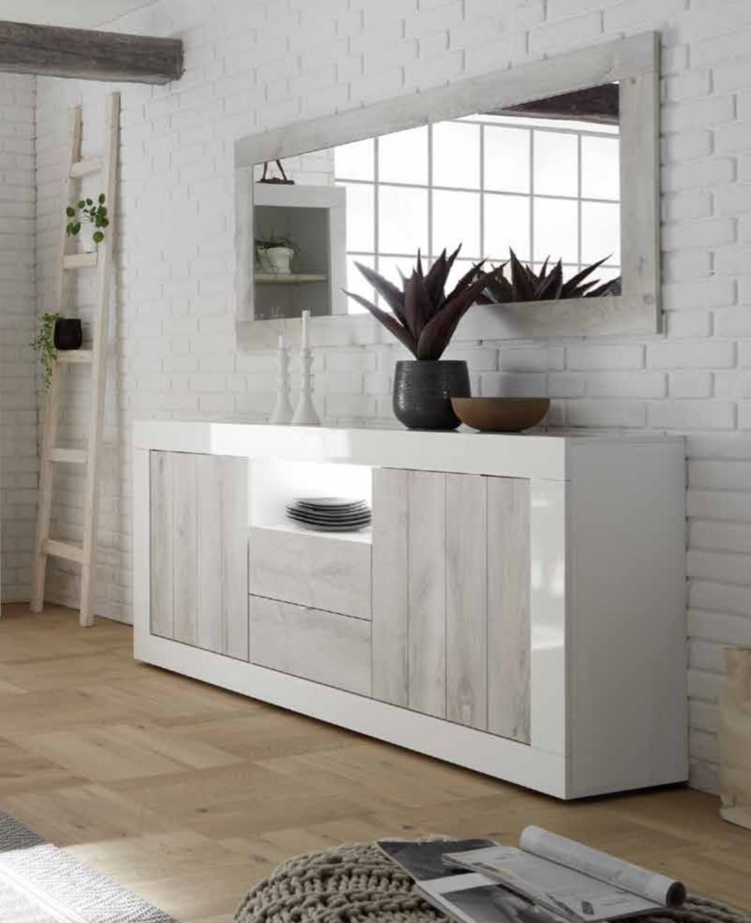 Sideboard 2 Doors and 2 Drawers URBINO (White Pine) 20 90 35 - 07P