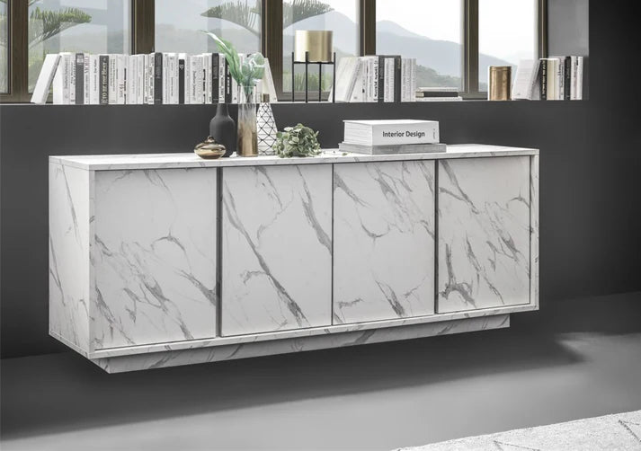 4 Door Sideboard CARRARA (Black Marble) 208100-08