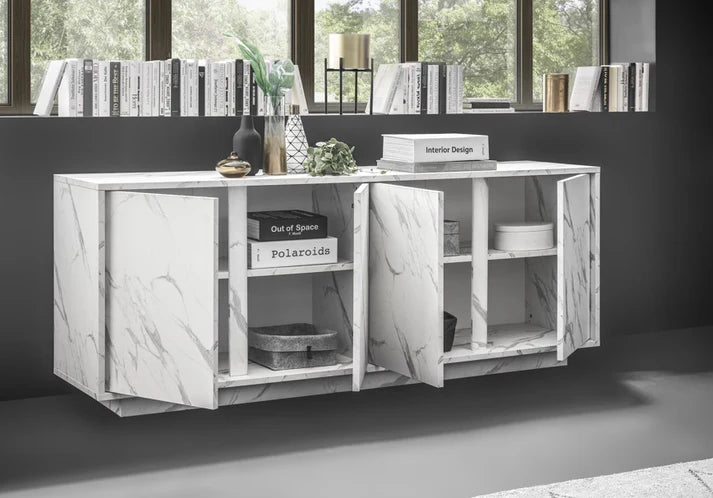4 Door Sideboard CARRARA (Black Marble) 208100-08