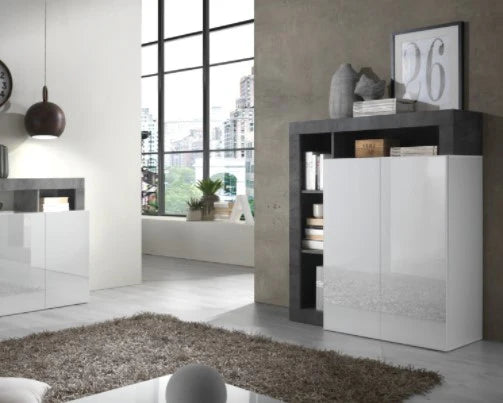 HAMBURG 2-Door Sideboard (Glossy White/Pear) 209030 – 02P