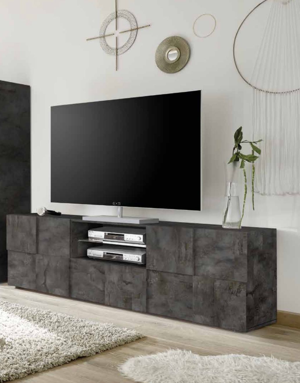 TV Base 2 Doors and 1 Drawer DAMA (Glossy Grey) 20 23 08 - 02