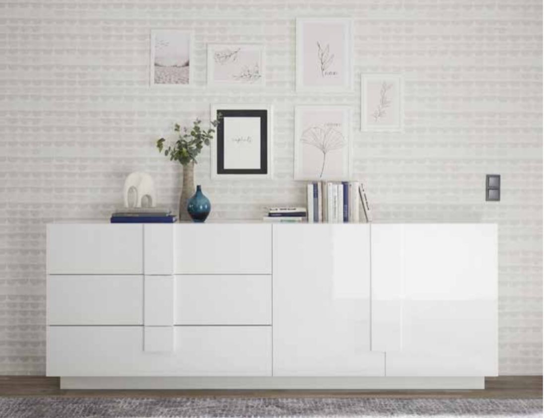 Sideboard 1 Door and 2 Drawers JUPITER glossy white (20 93 63 - 09)