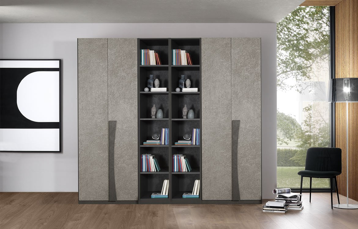 Lucrezia wardrobe 6 doors (spatulated gray / granite)