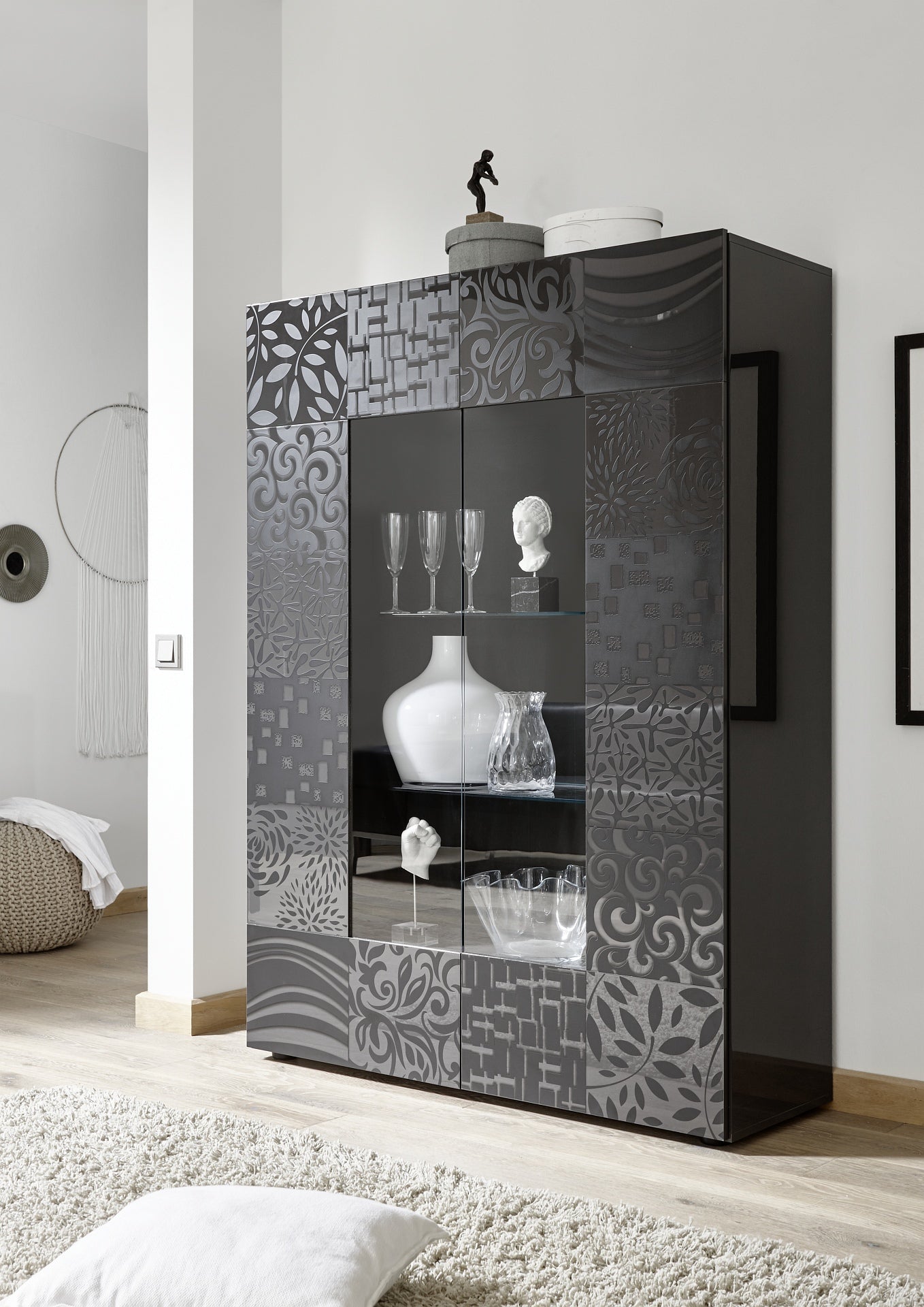 Showcase 2 doors MIRO (Glossy Screen Printed Grey) 20 23 83 - 06