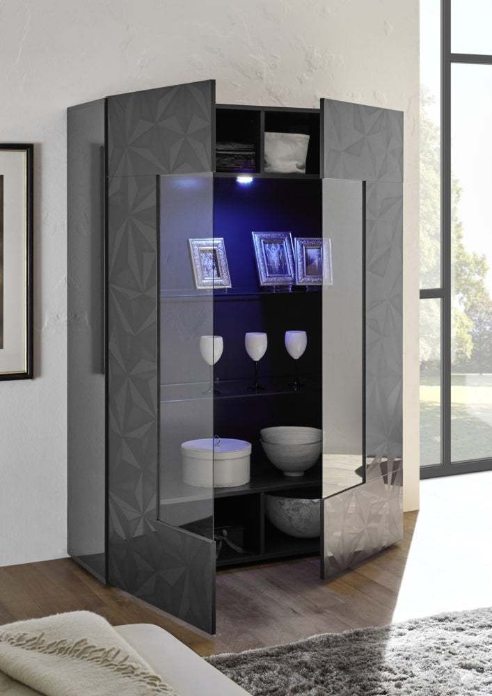Showcase with 2 doors PRISMA (Glossy Screen Printed Grey) 20 23 99 - 06