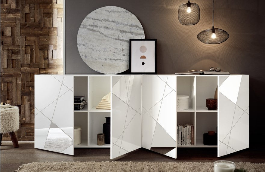 VITTORIA 4-Door Sideboard (Glossy Lacquered White) 20 90 50 – 09
