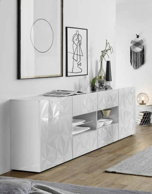 PRISMA Sideboard with 2 Doors and 4 Drawers (Glossy Screen-Printed Grey) 20 23 99 - 08