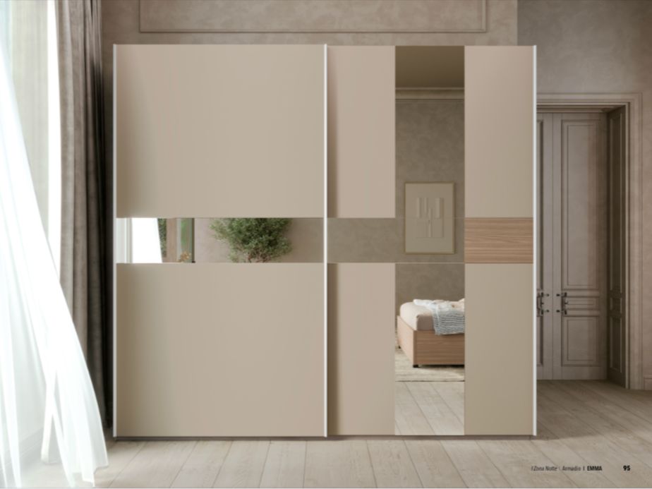 DECO wardrobe 6 doors (silk-screened beige patina)