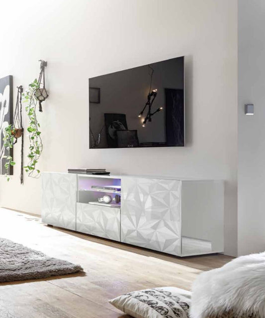 TV Base 2 Doors and 1 Drawer PRISMA (Gloss White Screen Printed) 20 90 99 - 02