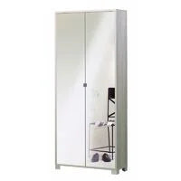 2-Door Cabinet with Mirror (Flamed White) 