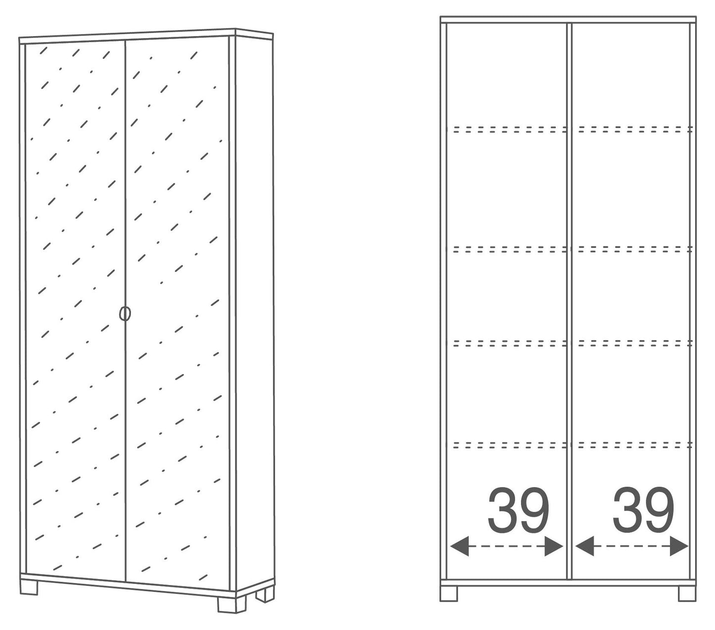 2-Door Cabinet with Mirror (Flamed White) 