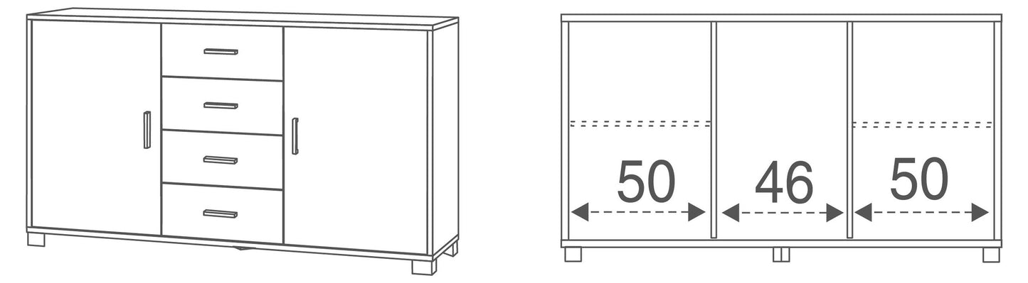 Sideboard with 2 doors and 4 drawers 