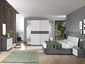 AMELIA Bedroom (Cement) BED FRAME with MIRRORS
