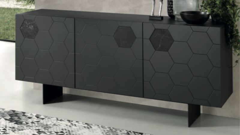 GLEN 3-Door Sideboard (Anthracite/Black Marble) GLEN140AN/OT/FU SG