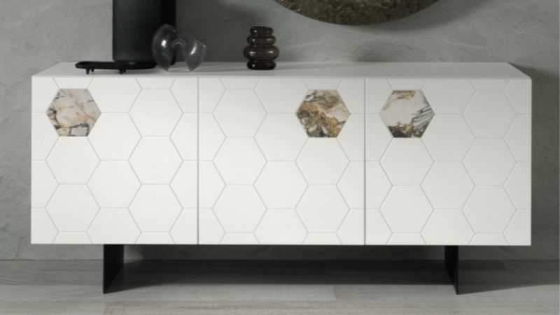 Sideboard 3 Doors GLEN (White/Sinphonie Gold) GLEN140BIA/SYM TR