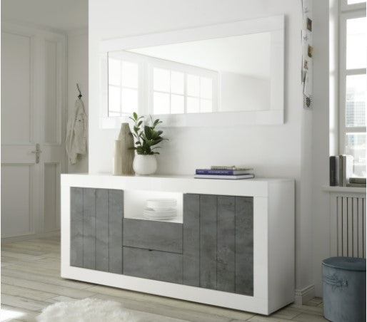 Sideboard 3 Doors (Glossy Lacquered White/Oxide) 20 90 35 - 07 CE